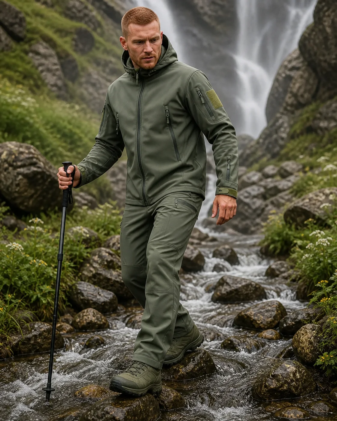 Shark Skin Soft Shell Assault Suit for Men Winter with Fleece Insulation Hiking Suit Waterproof and Windproof Skiing And
