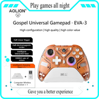 Aolion Wireless Game Controller Hall Motion Sensor Vibration Replaceable Joystick Rgb Shell Transparent Color Pc Game Controller