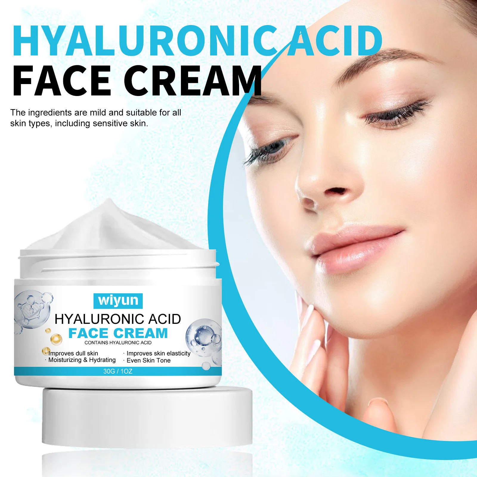 Crema de ácido hialurónico para el rostro, Control de aceite reductor de poros, rejuvenecimiento de la piel, brillo hidratante, cuidado de la piel coreano antienvejecimiento