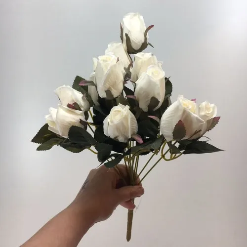 Artificial Pot 12'li White Bud Rose