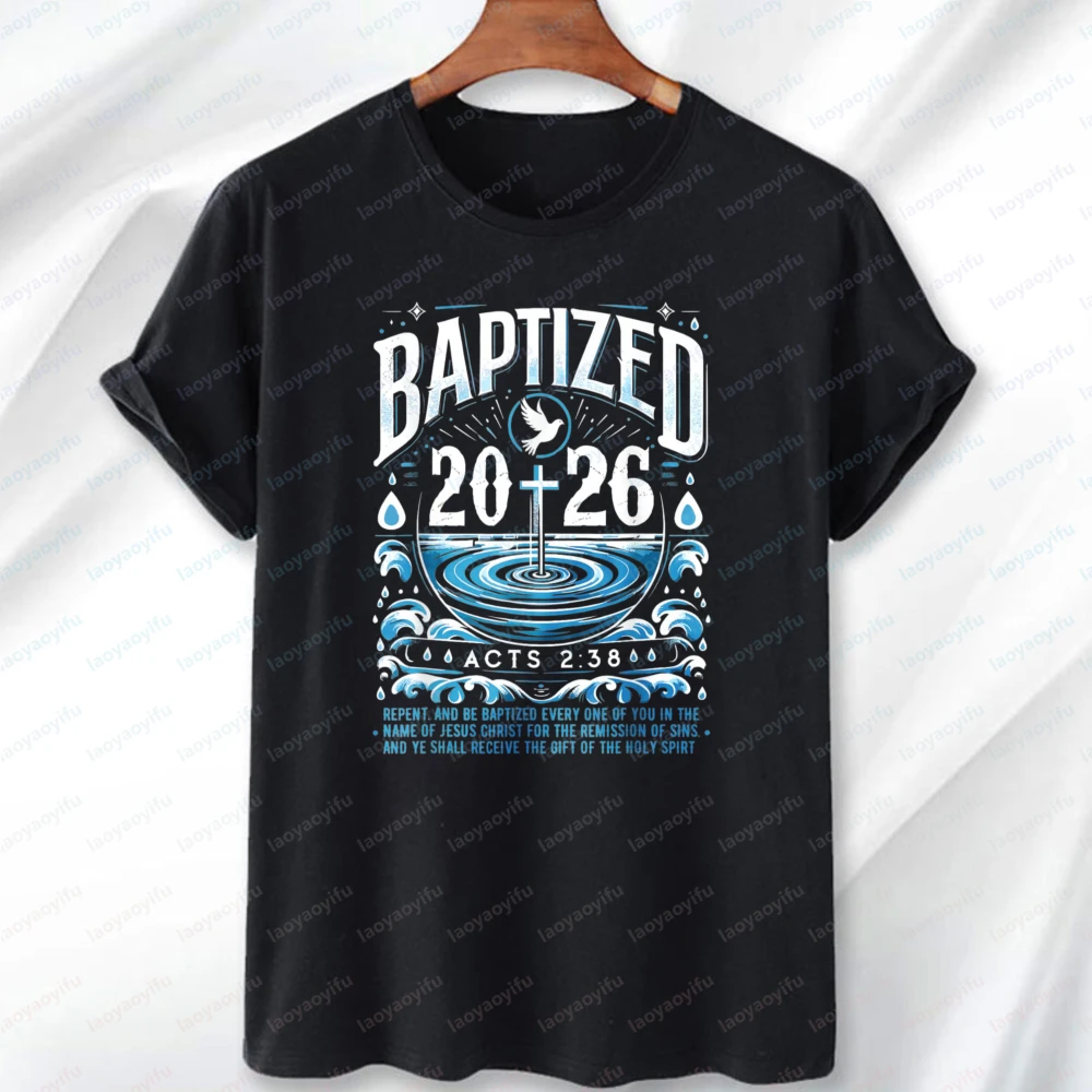 Camiseta con Versículo Bíblico de Bautismo 'Raised To Life', Camiseta Cristiana Bautizada, Prenda Divertida para Eventos de Iglesia, Camisetas para Hombre y Mujer