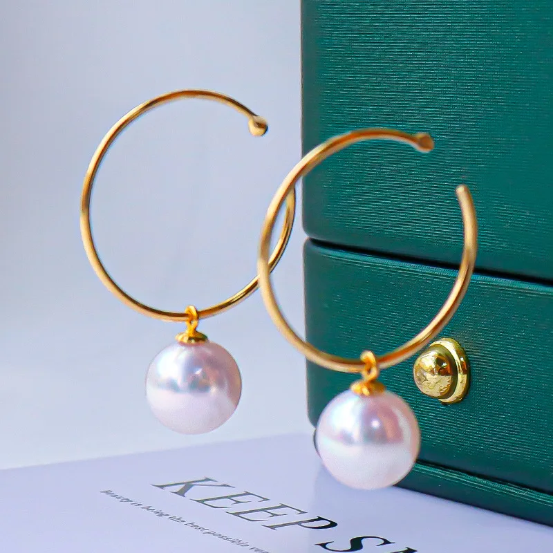 

Natural 9-10mm Pearl Ear Hooks, Earrings, and Earrings As A Gift for Girlfriend