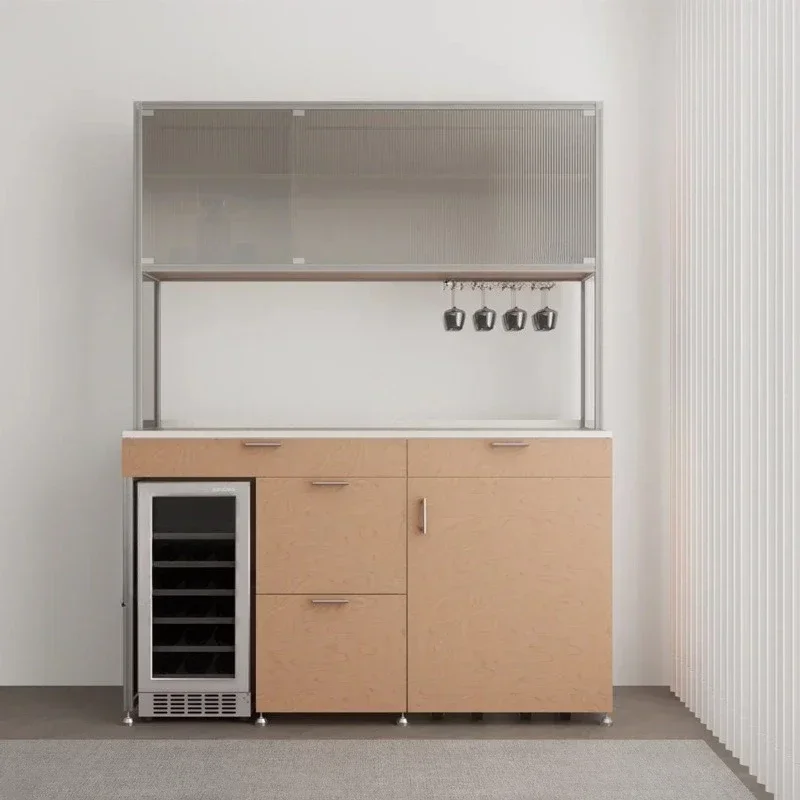Aluminum profile dining side cabinet acrylic wall locker modern simple marine board wine cabinet storage cabinet