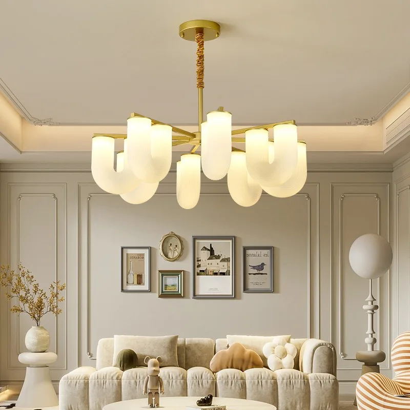 Cream Style U-shaped Chandelier Nordic Modern Designer Living Dining Room Bedroom LED Pendant Lights Home Decor Hanging Lamps