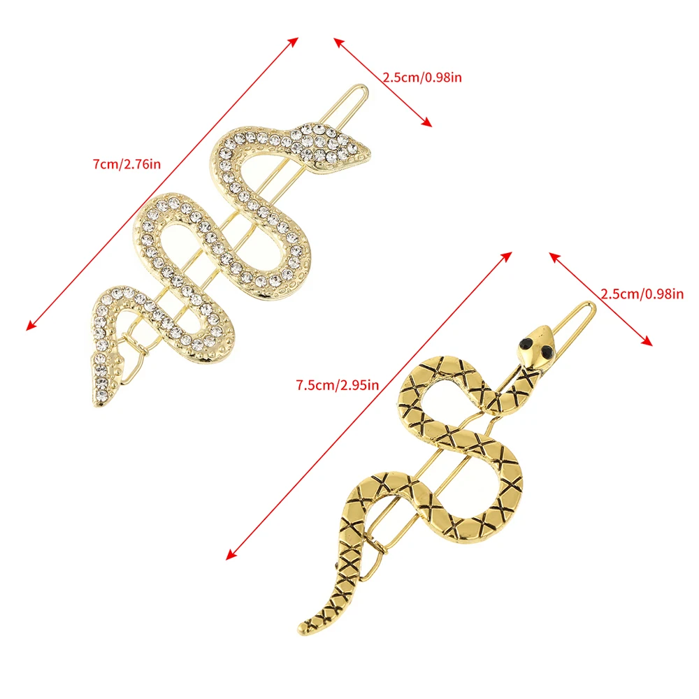 Haimeikang Snake-shaped Hair Clip Silver Golden Rhinestones Hairpin Girls Fashion Women Side Clip Bangs Clip Accessories