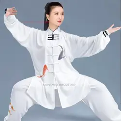Uniforme de kung fu chino tradicional con estampado de flores, wushu taichi, traje de uniforme de kungfu para hombres, ropa de ejercicio de tai chi, 2024