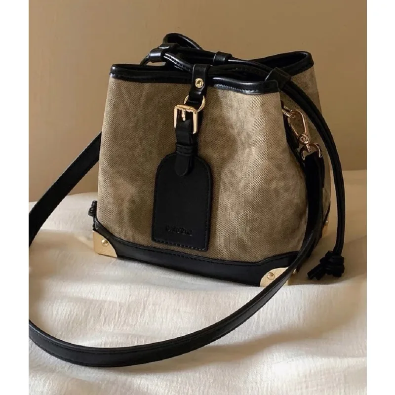 Bolsa balde 2024 novo estilo high-end e elegante axila ombro único crossbody portátil retro moda feminina saco