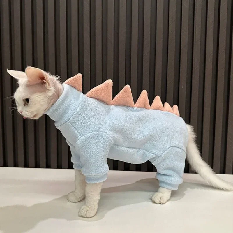 Autumn and Winter New Hairless Cat Dinosaur Clothes Autumn German Clothes Cat Four legged Clothes Personalized Trendy Style