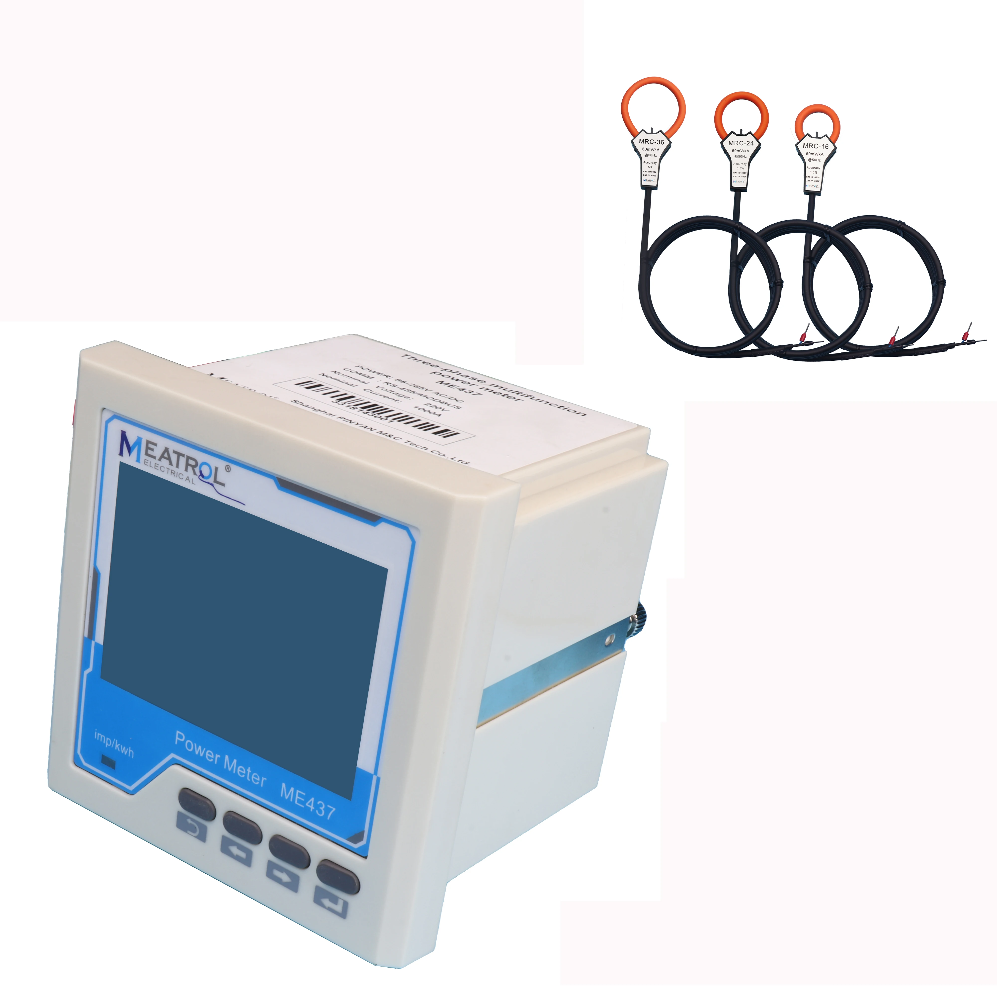 Three Phase RS485 Port Modbus Smart Digital Electric Energy Meters OEM with 3 Flexible Rogowski coil