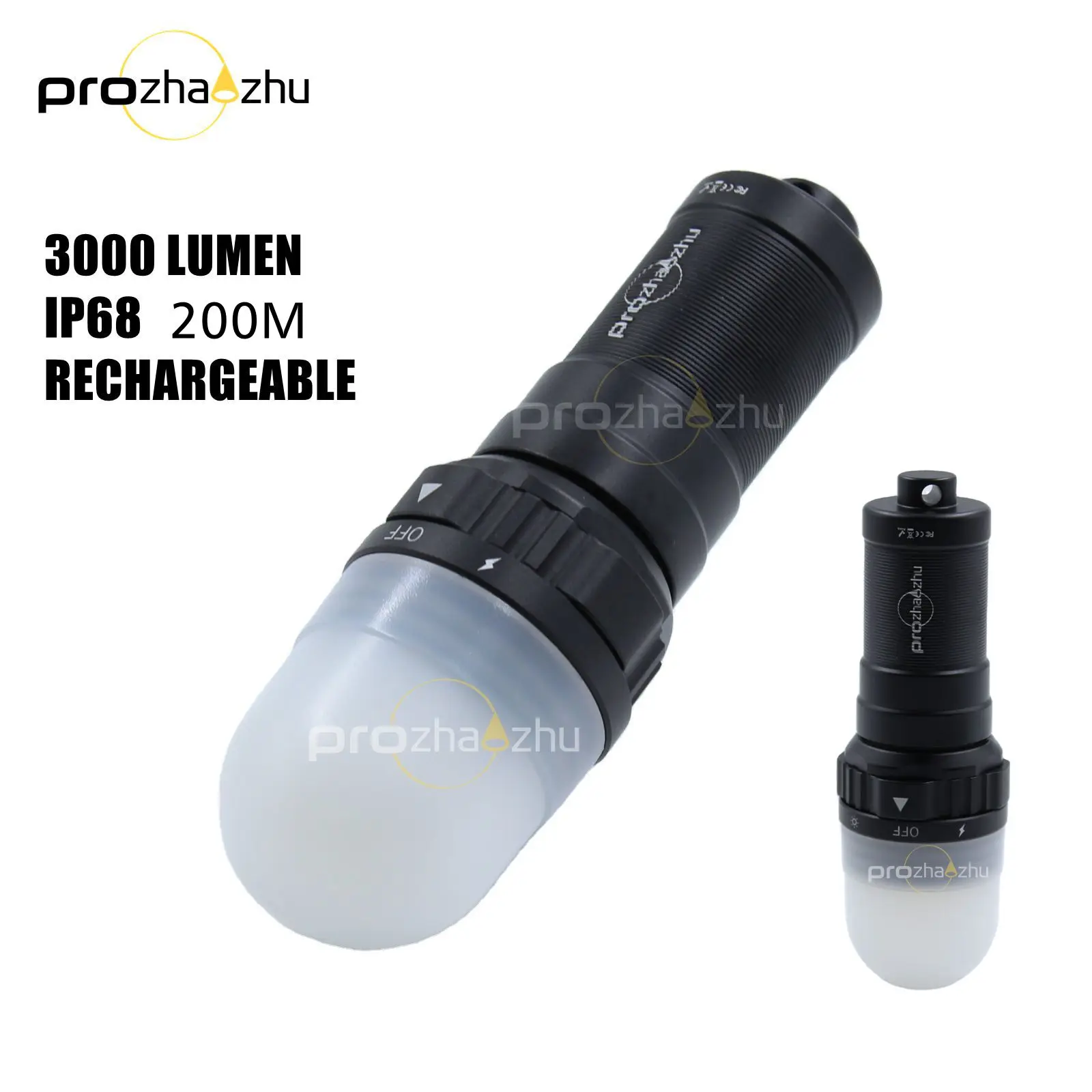 

Diving Strobe 3000 Lumen IP68 200M Rechargeable Underwater Scuba Beacon Signal Lights
