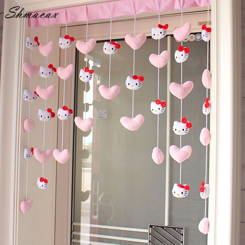 Kawaii Sanrio Hello Kitty zawieszka do zasłony drzwiowej Kuromi Melody pluszowa zabawka lalka rzep sypialnia salon wisiorek świąteczny wystrój