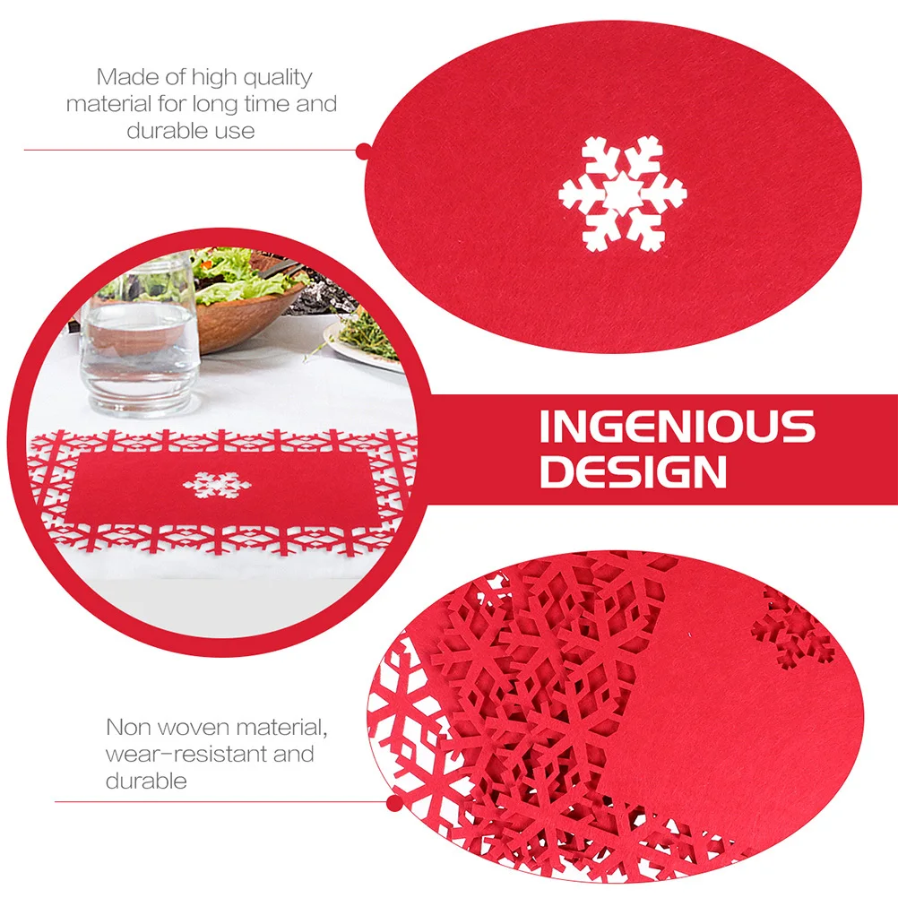 

8 pcs Placemat Felt Christmas Placemat Xmas Tableware Mat Heat Insulation Cup Bowl Dish Protector Dinner Decoration