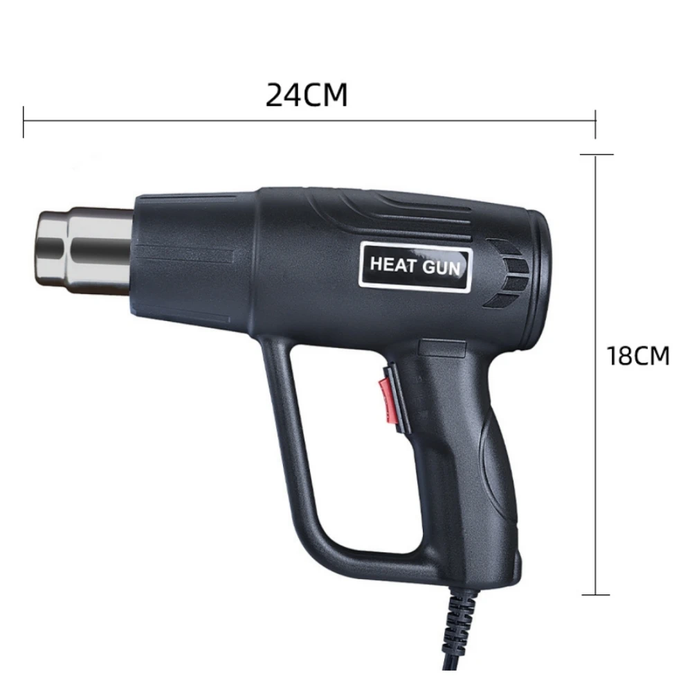 Black Color 220V Heat Gun Professional Hot Air Gun Adjustable Temperature 60-600 ℃ 4 Nozzles for DIY Stripping Paint Shrinking
