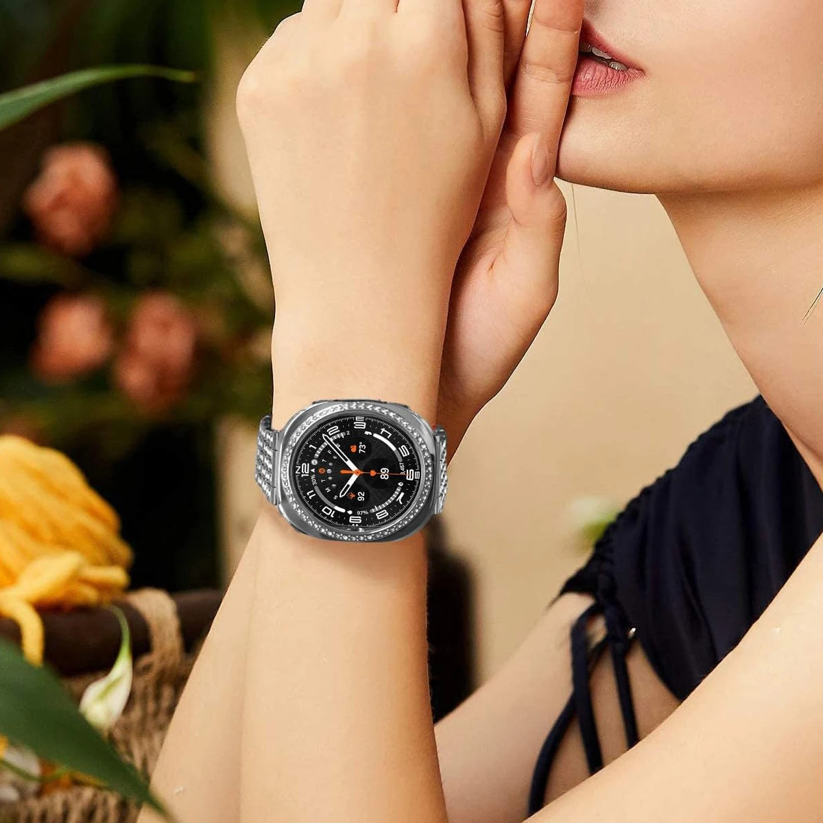 Diamant-Uhrengehäuse für Samsung Galaxy Watch 9/8 40 mm 44 mm, Zubehör ohne gehärtetes Glas, modische Schutzhülle für Damen – Detail 6