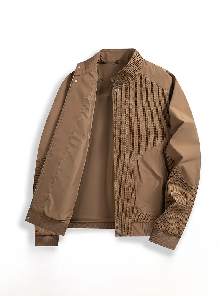 

Snow Flng 2026 Spring Men's ort Jaet Casual Stand Collar Splice Cotton Polyester Blend Faion Urban Sle Outerwear