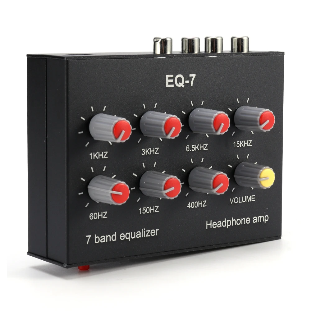 7 الفرقة معادل الصوت EQ 3.5 مللي متر جاك ثنائي القناة الصوت مكبر صوت أحادي 12dB عالية باس تعديل لعبة الهاتف المحمول وحدة التحكم