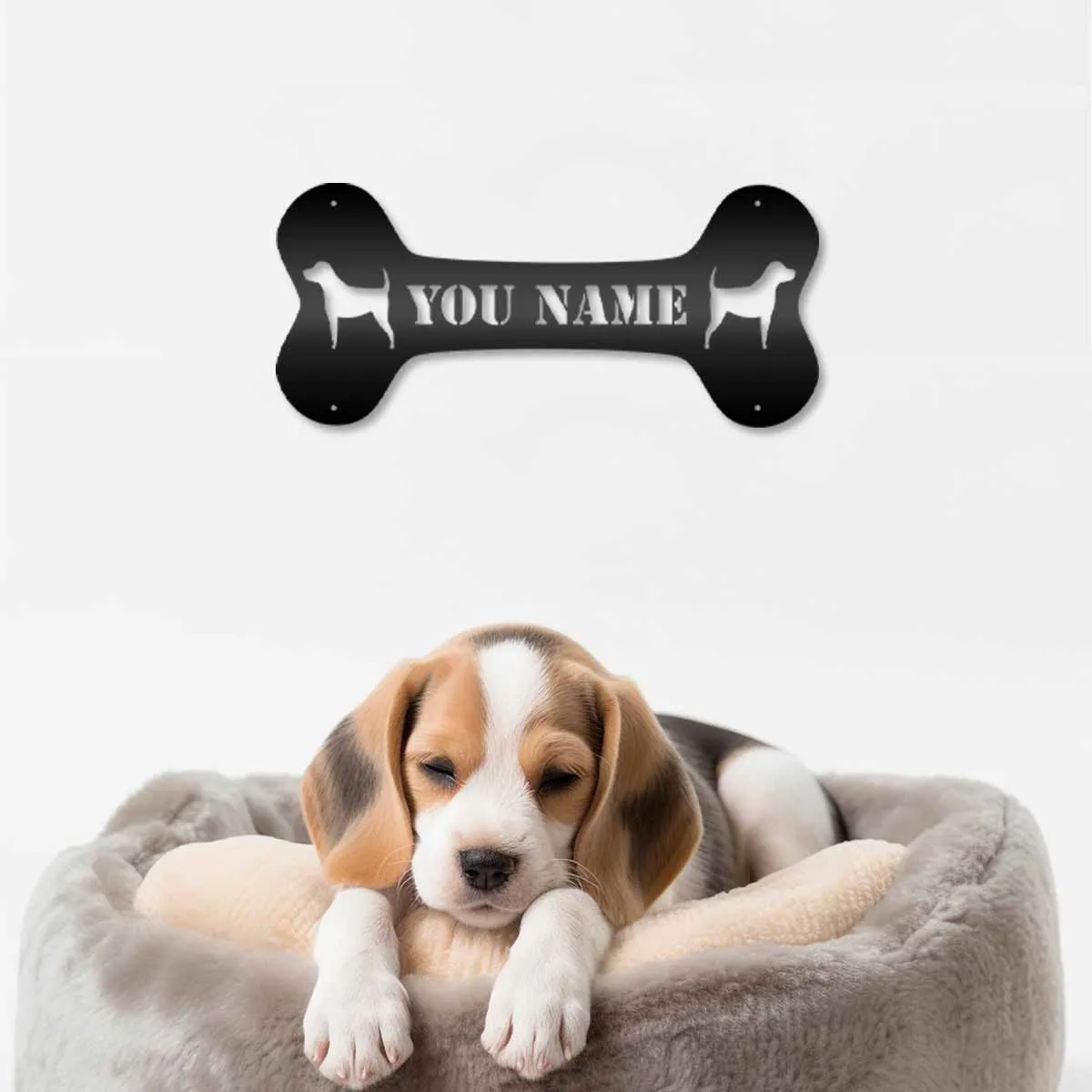 Placa personalizada para a decoração home, sinais de nome do metal, placa engraçada da parede do osso do cão do ferro, 1PC