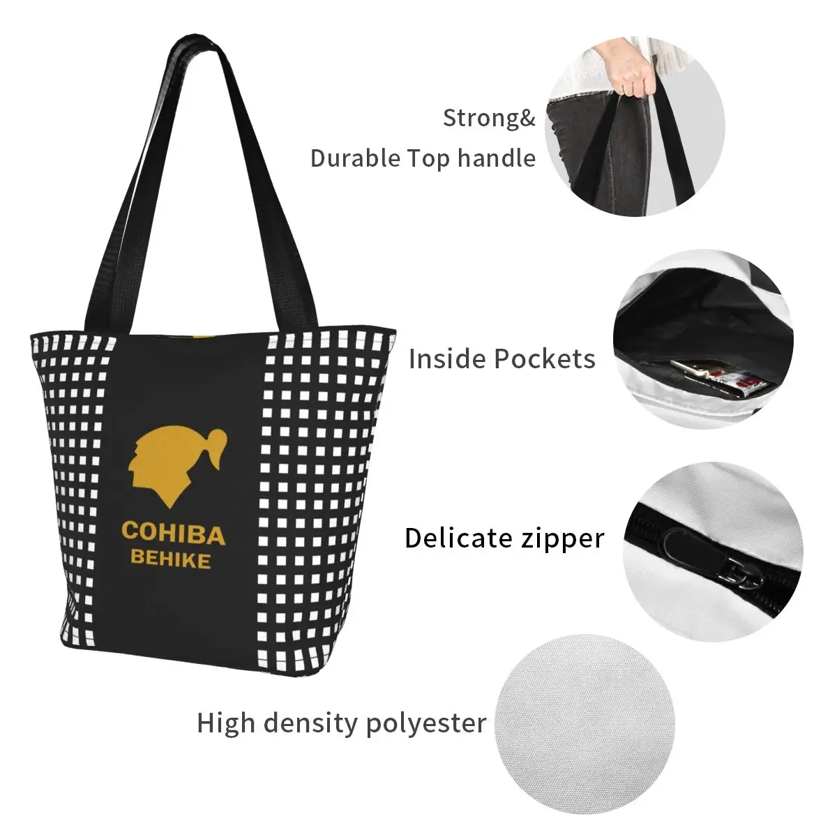 Cuban Cohiba charutos sacolas de compras, reciclagem mercearia, Canvas Shopper, Shoulder Bag