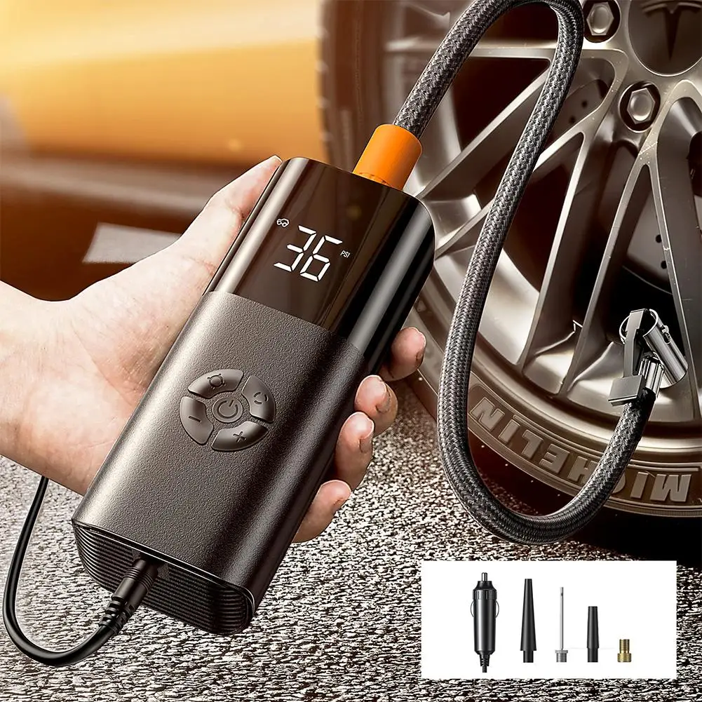 1pcs Tire Inflator Portable Air Compressor For Car Bike Motor Ball 12V Small Air Pump 150 PSI 38L/min With LCD Display