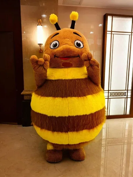 Plüsch Aufblasbares Bienen-Kostüm Charakter-Cosplay Halloween-Kostüm für Erwachsene Ganzkörper-Bienenkostüm mit Flügeln für Partys Ohne Batterie