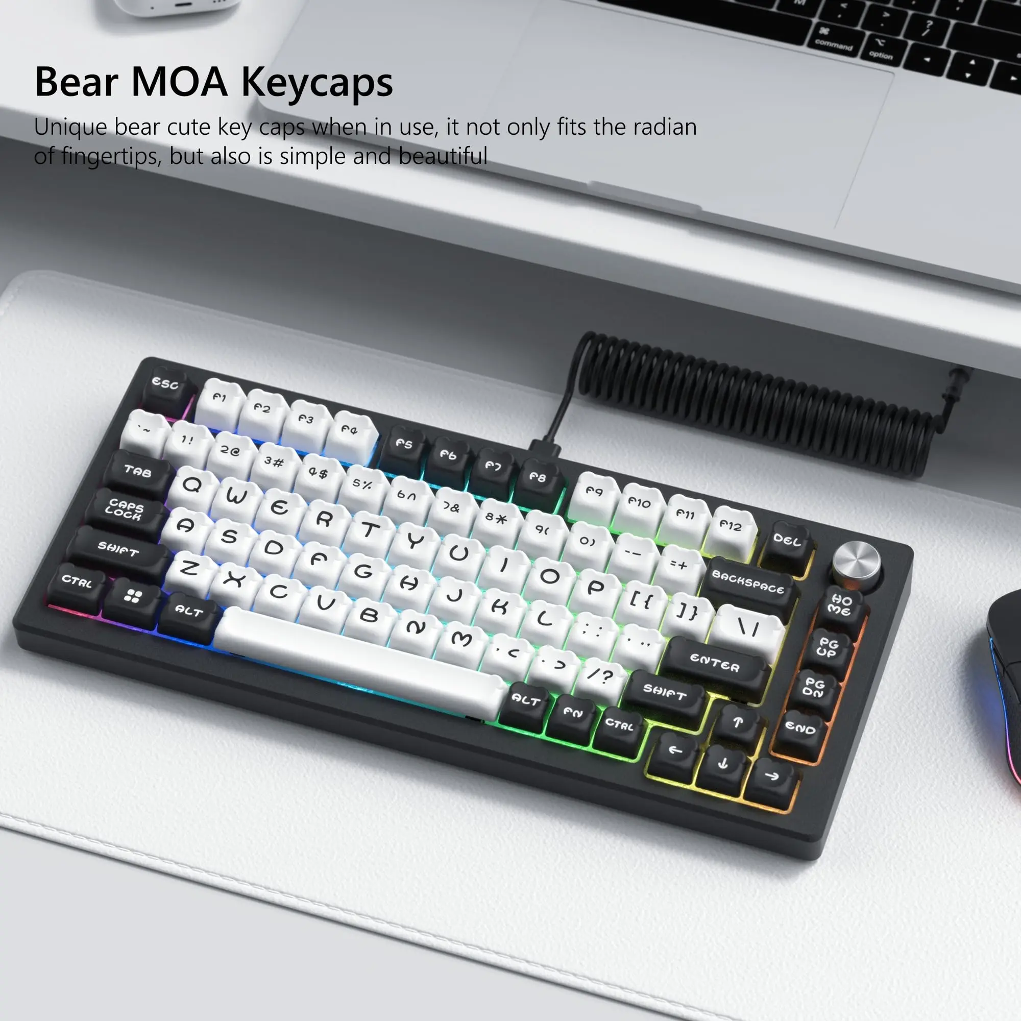 Womier-teclas personalizadas de oso Panda, teclas de doble disparo, perfil MOA, PBT, para Cherry Gateron, interruptores MX, Teclado mecánico, 122 teclas