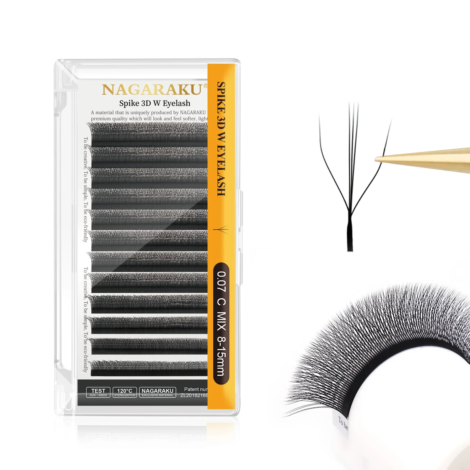 NAGARAKU Spike 3D W Shape Premade Volume Fans Lashes 12Lines Natural Soft False Eyelashes