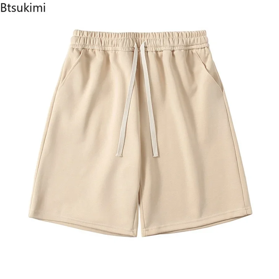 

Новые летние шорты на шнурке для мужчин, 2025 г., простые повседневные брюки для бега, мужские однотонные свободные спортивные штаны, баскетбольные шорты для тренажерного зала и фитнеса