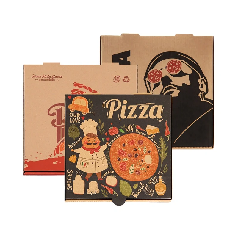 Minimum Order 500pcs Custom Printed Design Eco Multi Size Color Folding Fries Corrugated Paper Takeaway Plain Pizza Box 