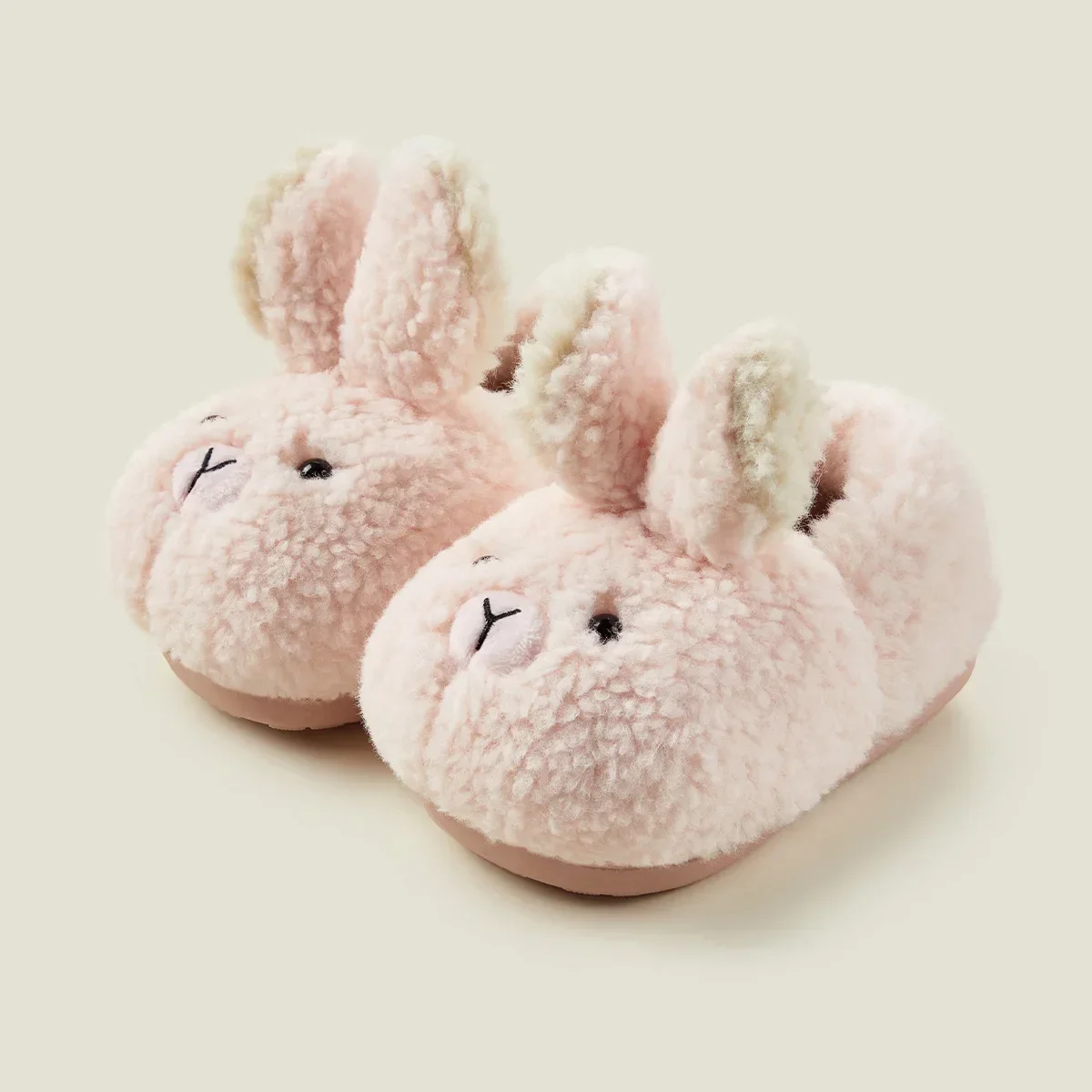 Winter Home Warm Furry Shoes Plus Velvet Happy Mary Children\'s Cotton Shoes Rabbit Plush Bag Heel Slippers for Babies