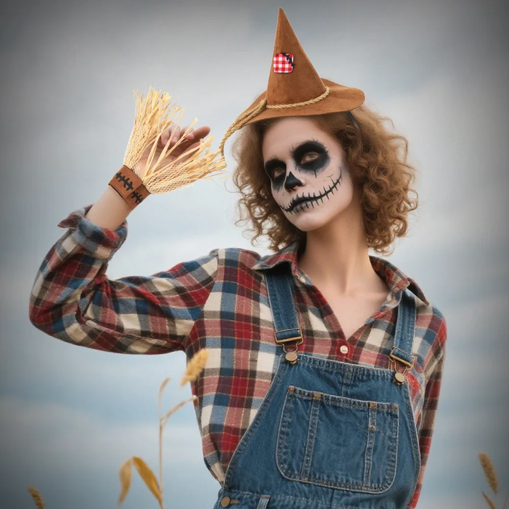 Halloween Nuovo arrivo COSPLAY Spaventapasseri Set da tre pezzi Guanti per capelli Accessori per costumi Vestito da personaggio