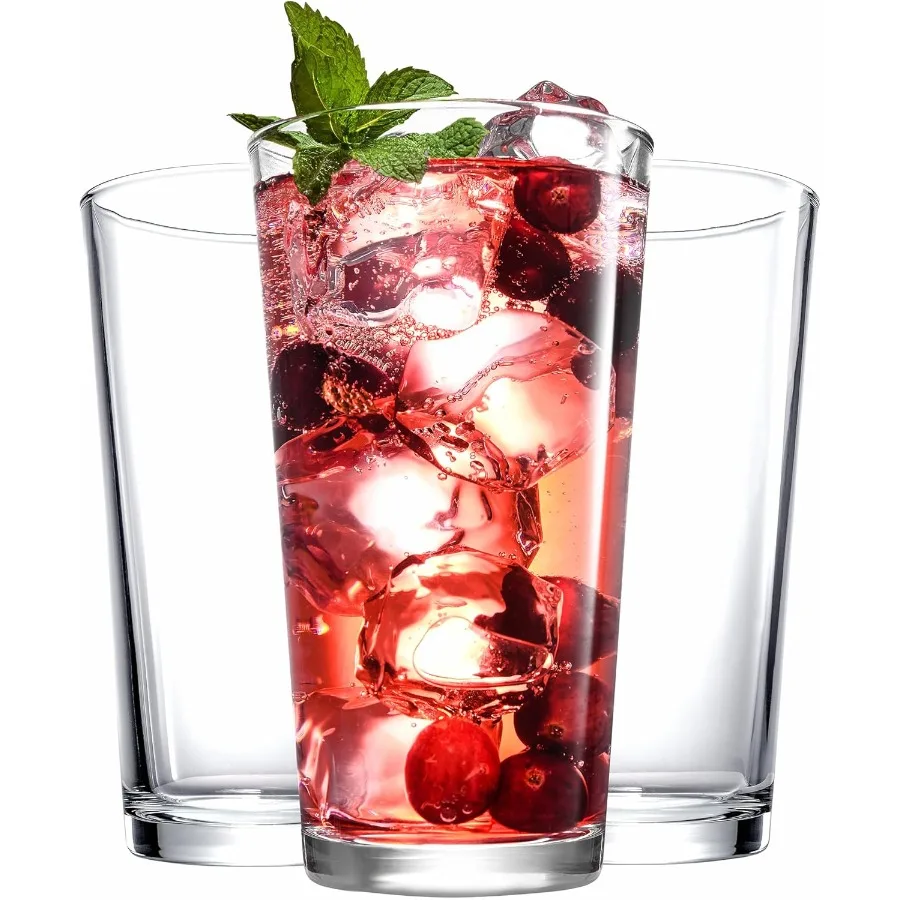 

Set of 4 Highball Glass Cups 17 oz for Bar Beverages: Ideal for Beer Juice Iced Tea and Cocktails Durable Stylish and Dishwashe