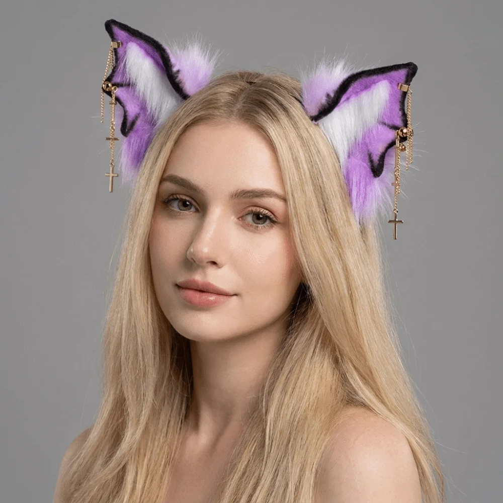 Practical Bat Beast Ears Headband Animal Furry Lolita Ears Headwear Realistic Hair Accessories Gothic Headband Adults