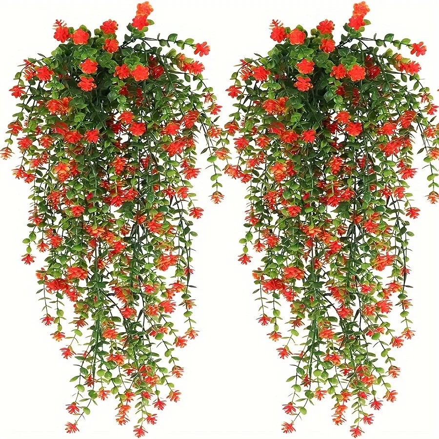 3 stuks, kunstmatige hangplanten nep hangplant faux eucalyptusblad groen wijnstok buiten uv-bestendige plastic planten
