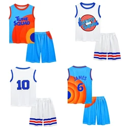 Boys Girls Space Jam 2 Jersey Clothes Tune Squad Basketball Cosplay Vest Shorts Tracksuit Uniform Sports Suit Children Clothing