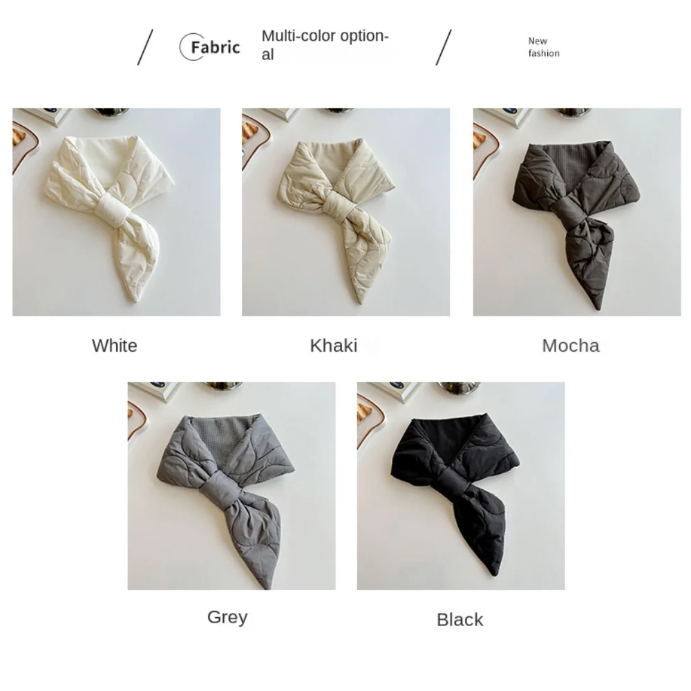 Simple Keep Warm Cross Feather Scarf Windproof Korean Style Down Neck Scarf Neck Protection Solid Color Thermal Shawl Cycling