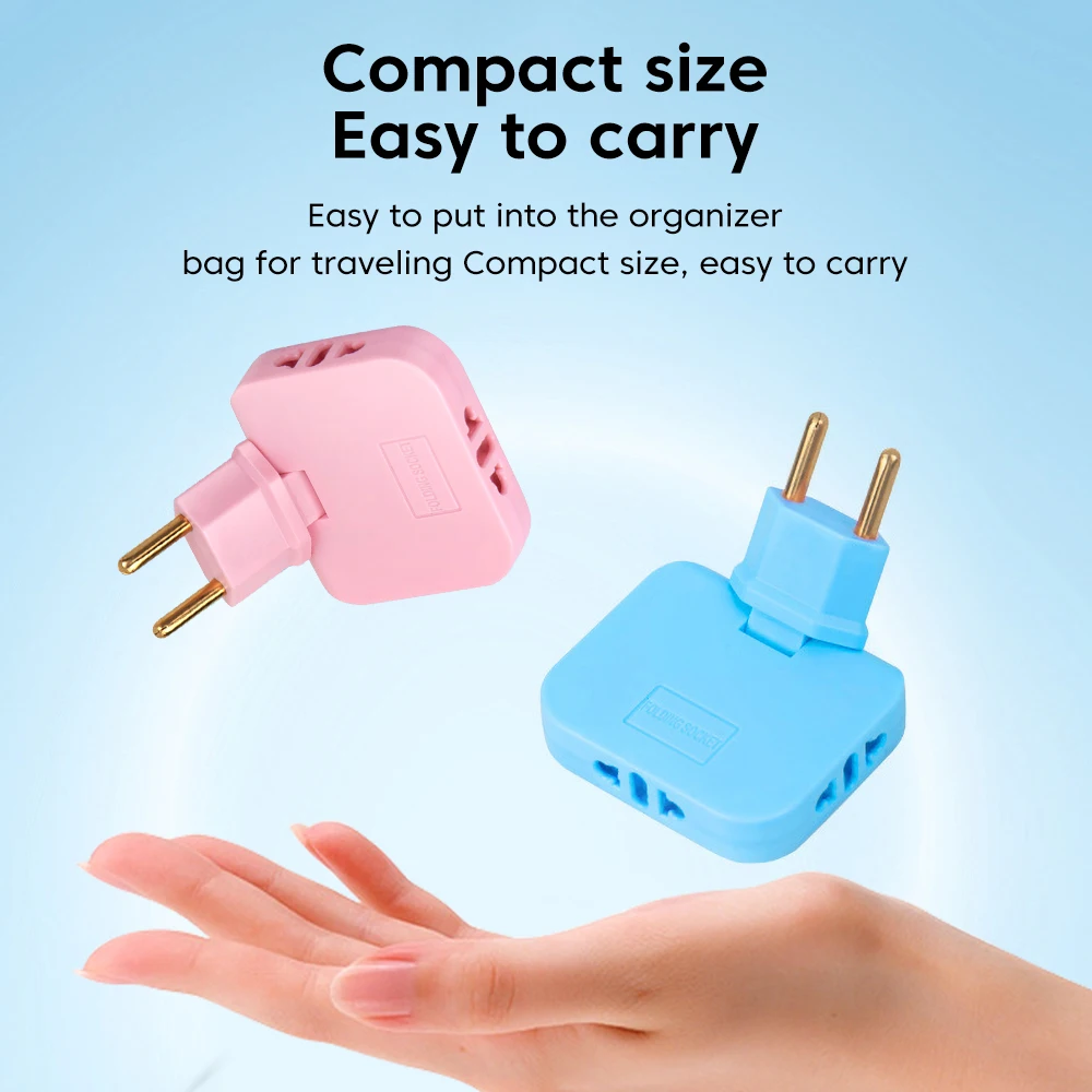 3-in-1 Socket 180 Degree Rotating EU Plug Adapter Expansion Electrical Socket Ultra-thin Converter Portable Conversion Socket