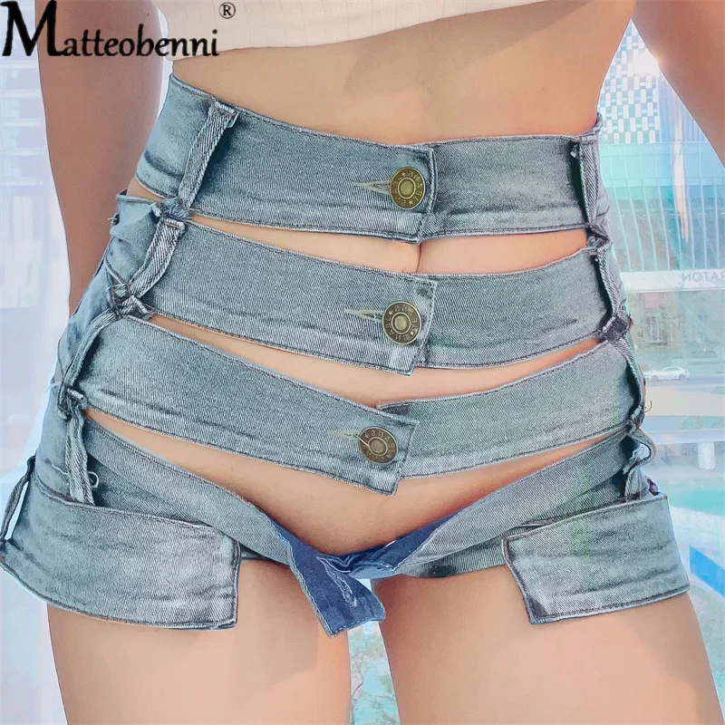 Mulheres de cintura alta Mini Denim Shorts, Sexy Jeans, Biquíni Corte Booty, Elástico Inferior, Praia, Clube, Festa, Quente