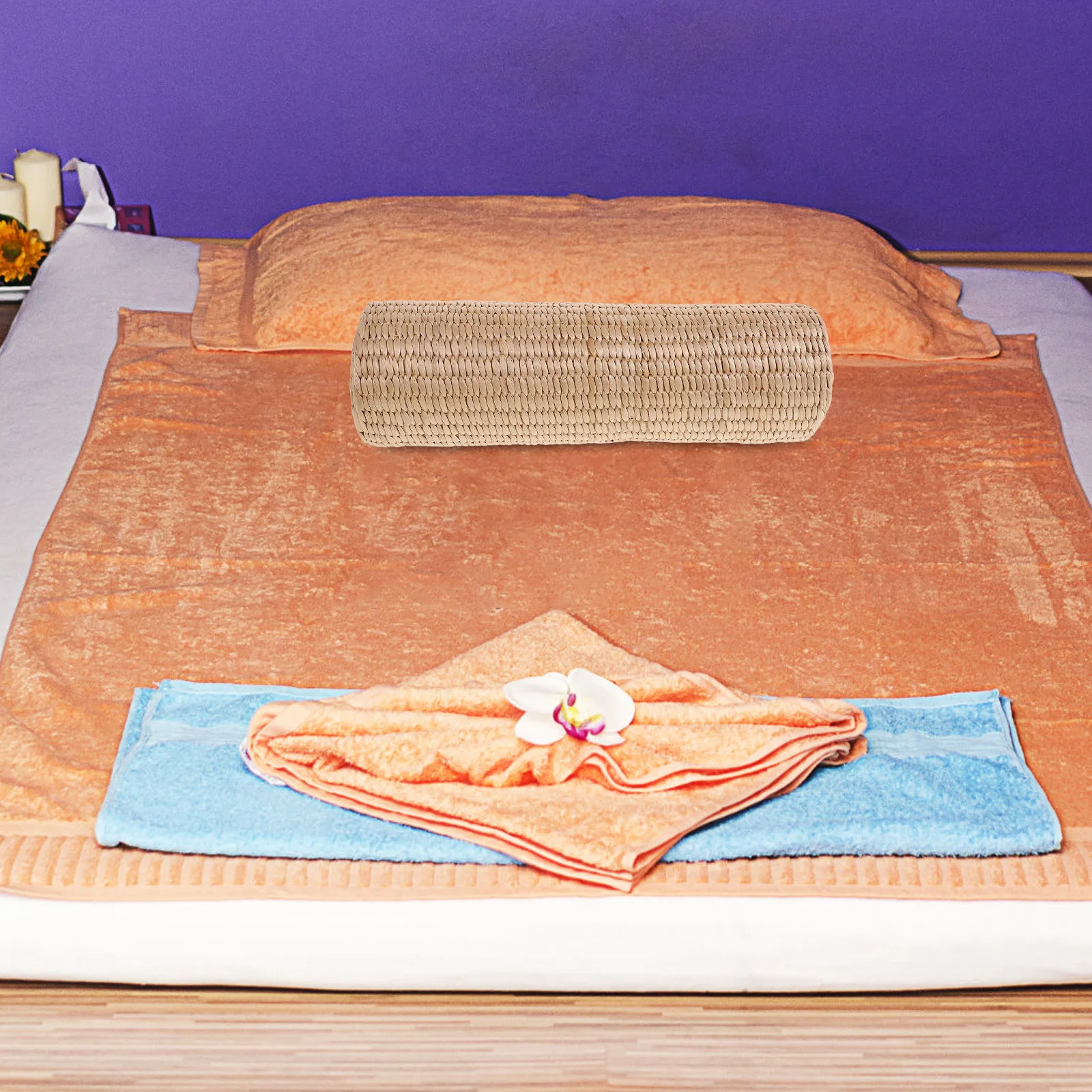 

Breathable Woven Straw Cervical Pillow Natural Material Neck Supporting Cooling Cushion for Steam Room Summer Reusable Sweat