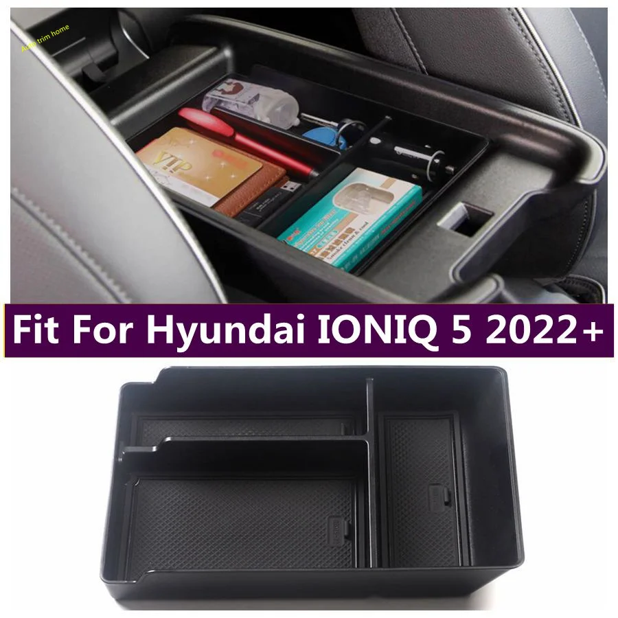 

Armrest Storage Box Center Console Compartment Glove Tray Organiser Cover Fit For Hyundai IONIQ 5 2022 - 2024 Car Accessories