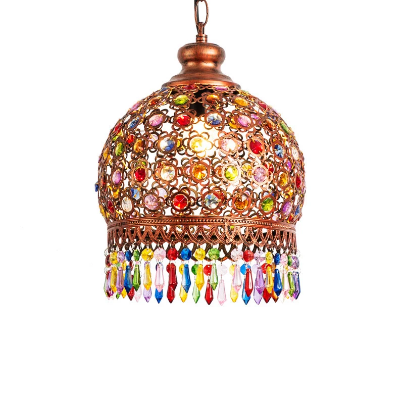 Retro Creative Bohemian Glass Pendant Lamp Coffee Shop Bar Counter Bedroom Restaurant Exotic Chandelier Lights Home Decor Lamps