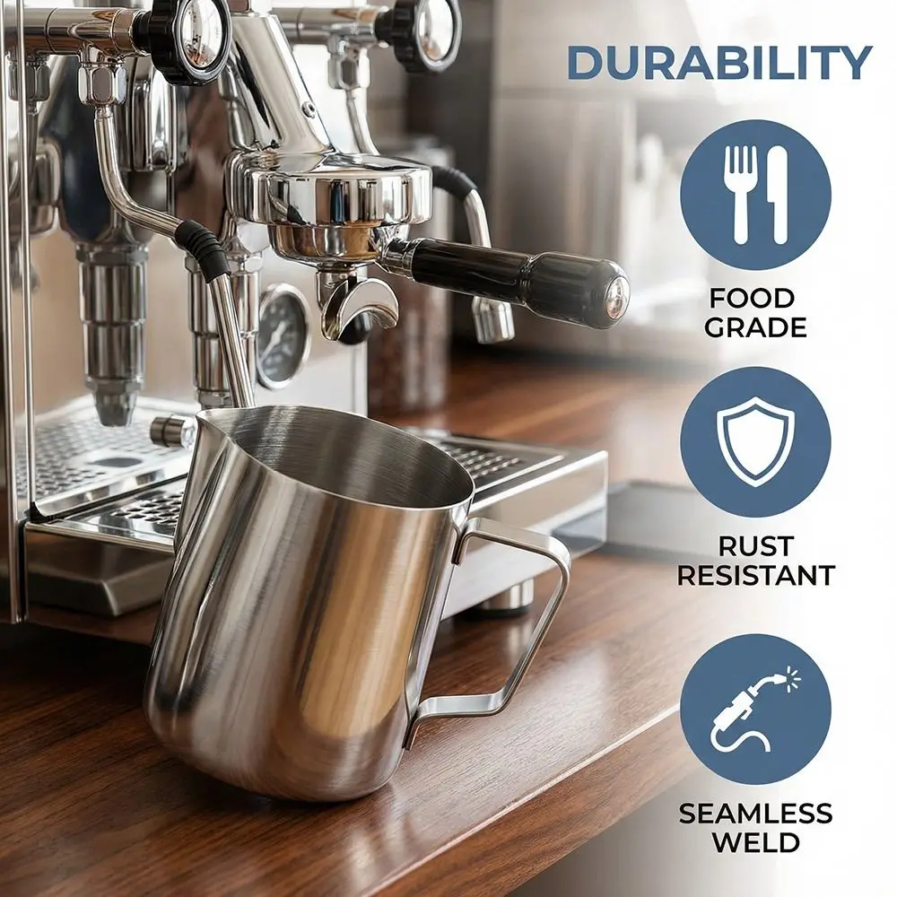 150ML Capacity Milk Frothing Pitcher Stainless Steel Silver Stainless Steel Jug Thickening Design Latte Art Pitcher