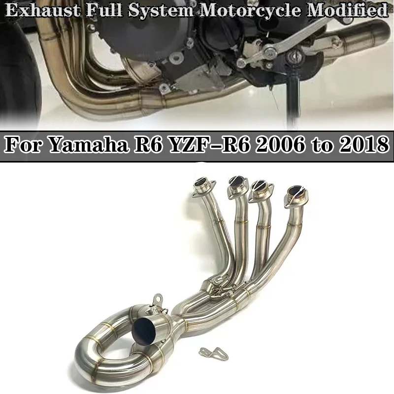 

Motorcross Exhaust Full System Motorcycle Modified Front Mid Pipe Muffler Bicycle Slip on Stainless For Yamaha R6 2006 to 2018