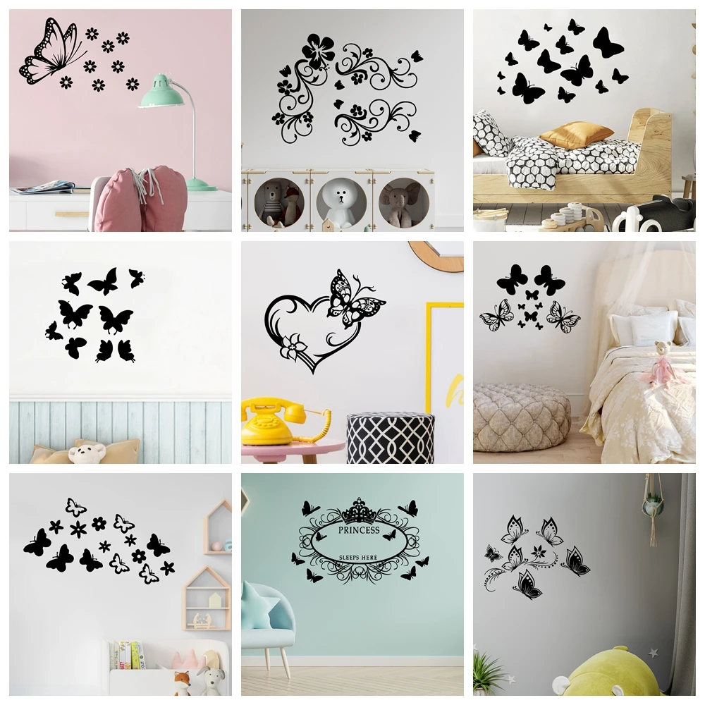 1 pc hot sale Creative Living Butterflies Removable Art Vinyl Wall Stickers Living Room Bedroom Wall Art Sticker Murals