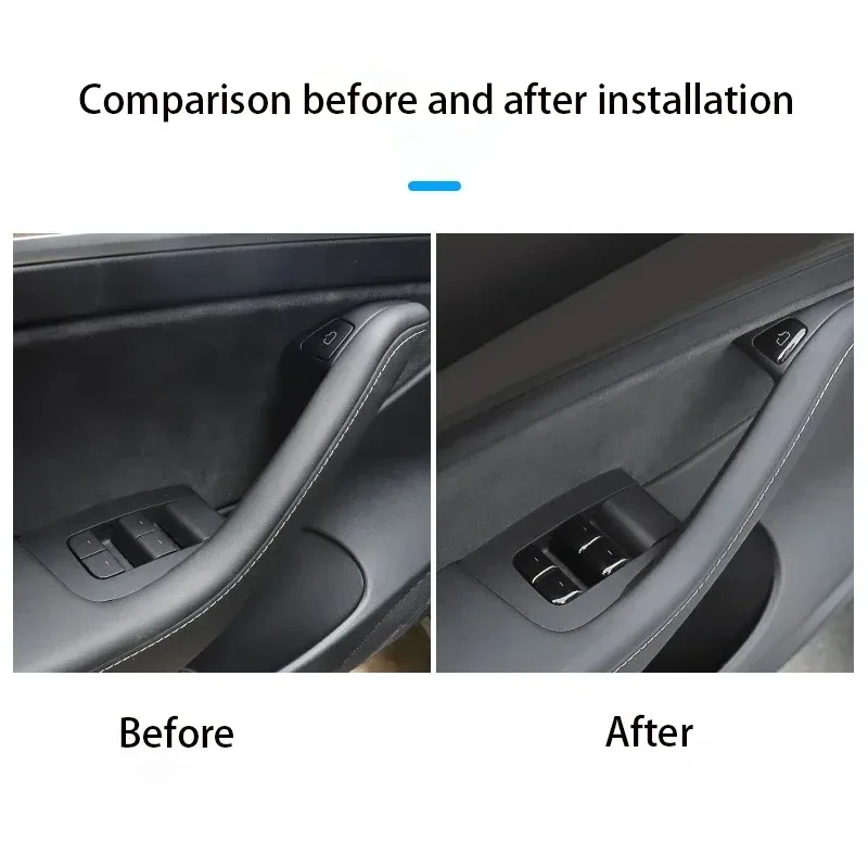 ل تسلا نموذج 3 نموذج Y 2017-2023 11 قطعة نافذة السيارة التبديل زر لاصقة تزيين زر الباب ملصق الملحقات الداخلية