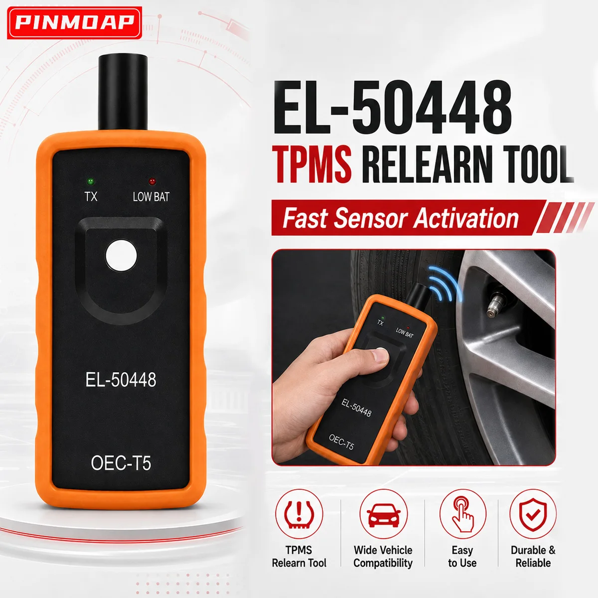 PINMOAP EL-50448 TPMS Relearn Tool, Tire Pressure Sensor Reset Activation Tool Compatible with Fit For Chevy Buick Cadillac