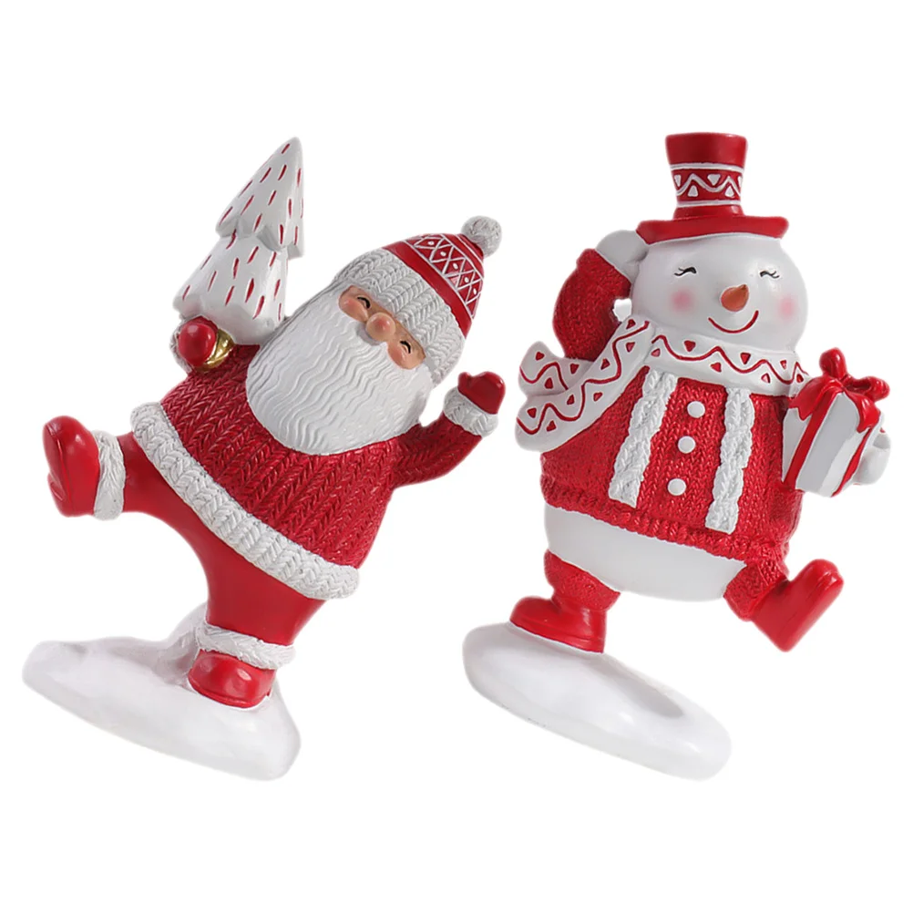 

1Set Christmas Snowman Resin Ornament Sturdy Xmas Desktop Ornament Holiday Decoration Christmas Ornaments Santa Claus Figurine