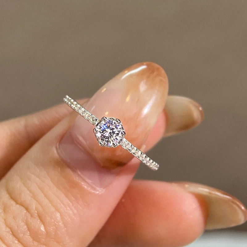 

DWJ 0,4 карата с настоящим муассанитом и бриллиантом, простое кольцо для женщин, стерлинговое серебро 925 пробы, повседневная одежда, вечерние великолепные ювелирные изделия высокого качества