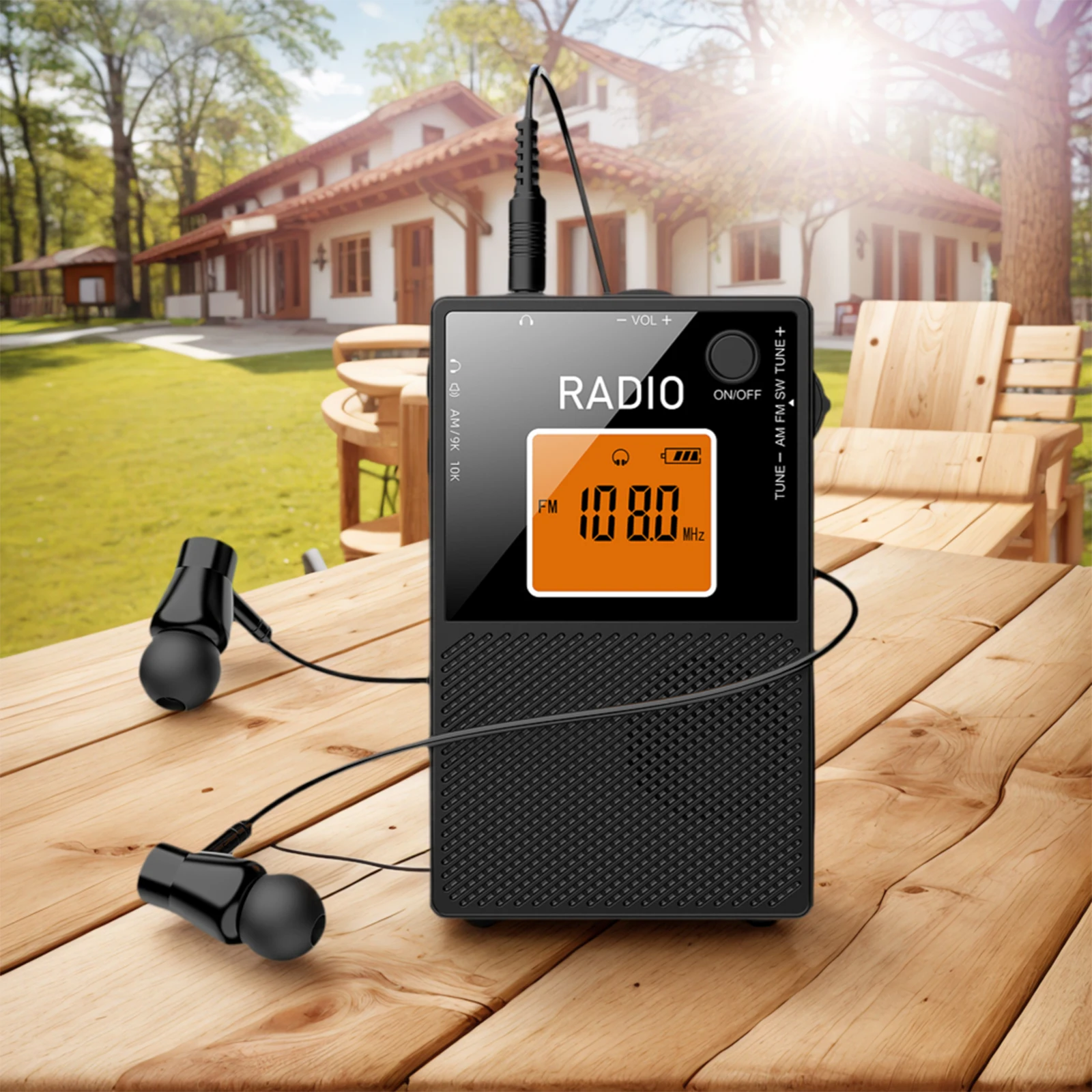 휴대용 라디오 타입-C 충전 스테레오 사운드 스피커 홈 오피스용 LCD 백라이트 디지털 라디오 수신기