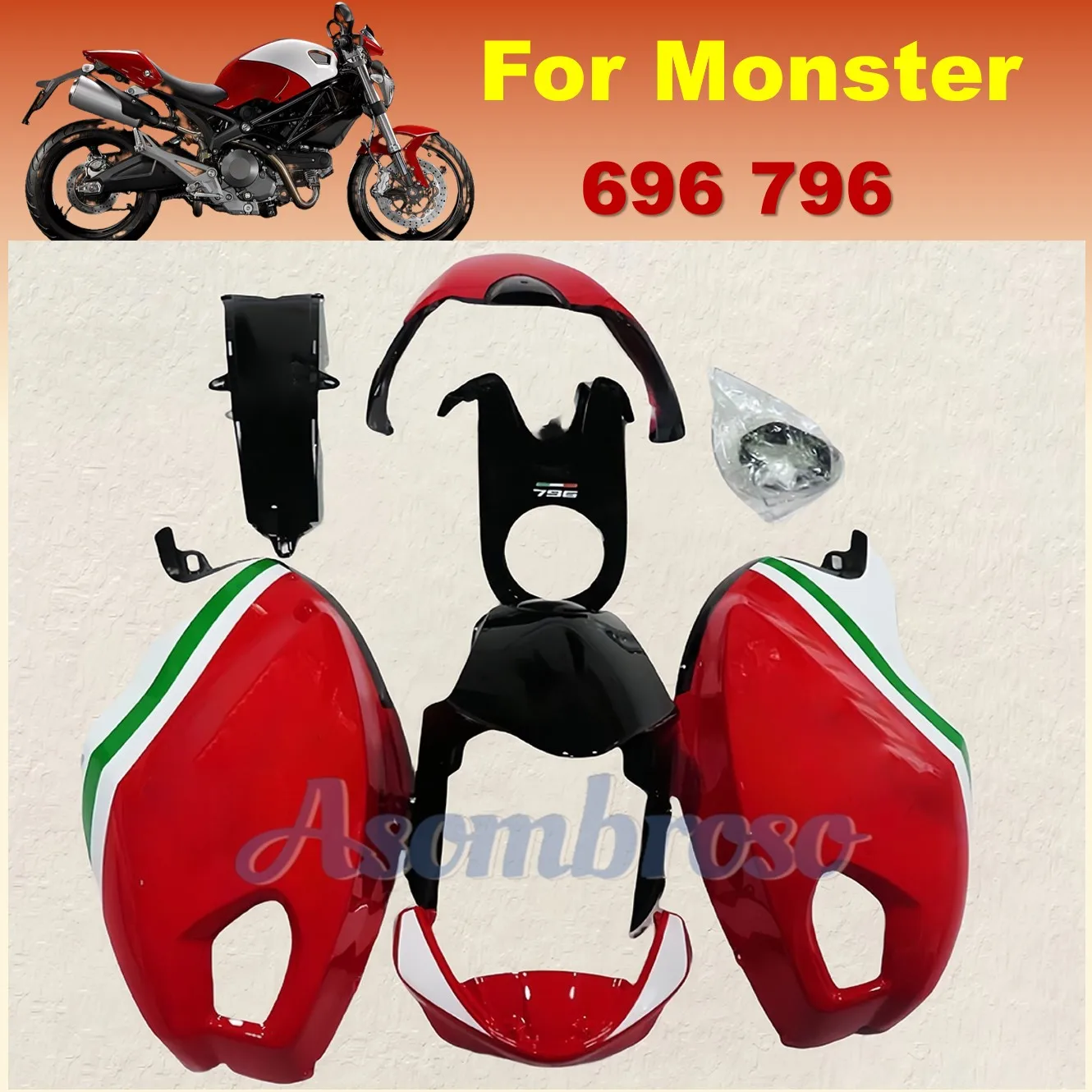 

Motorcycle fairing For Ducati 696 796 Monster 1100 1100S Plastic body Abs housing