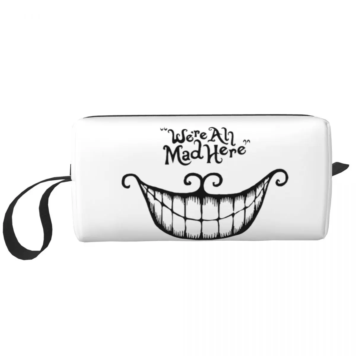 Custom Travel Cheshire Cat Toiletry Bag Fashion Black And White Wonderland Cosmetic Makeup for Women Beauty Storage Dopp Kit Box